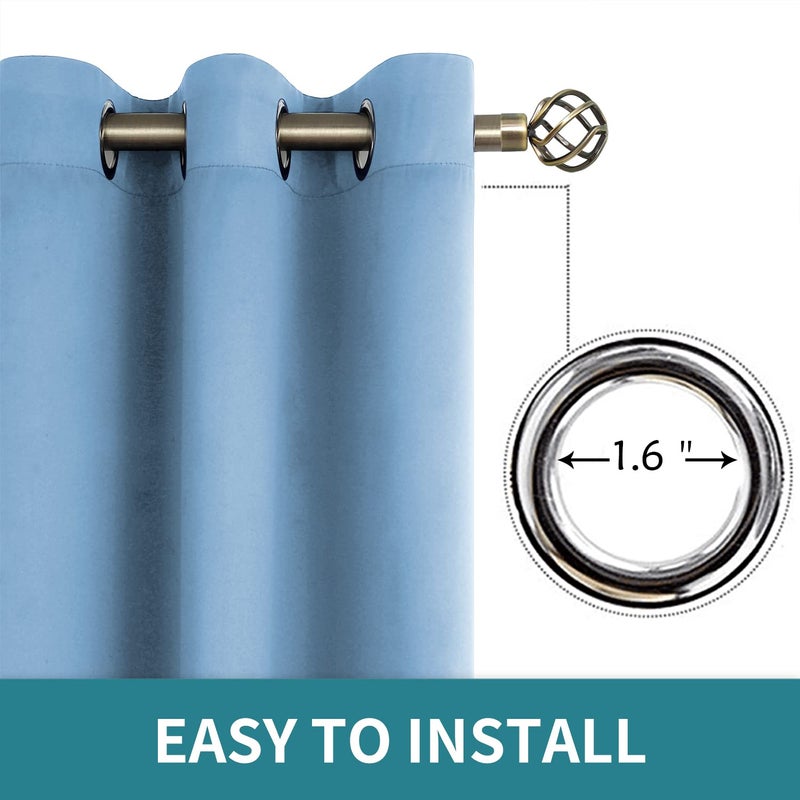 BGment Room Darkening Curtains 45 Inches Long - Grommet Thermal Insulated Drapes Window Treatment Curtains for Bedroom, 2 Panels, 52 x 45 Inch, Sky Blue - Image 5